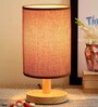 Brown Wooden Base Table Lamp With Jute Shade