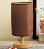Brown Wooden Base Table Lamp With Jute Shade