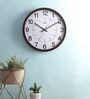 Brown Engineered Wood Push Modern Wall Clock