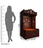 Brown Wooden Floor Pooja Mandir with Kalash & Om Design Laser-Cut Bell Motifs & Storage Cabinet