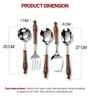 Brown Wooden Handle Stainless Steel 5 Pc Serving Spoons Set