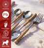 Brown Wooden Handle Stainless Steel 5 Pc Serving Spoons Set