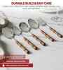 Brown Wooden Handle Stainless Steel 5 Pc Serving Spoons Set