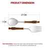 Brown Wooden Handle Stainless Steel Salad Serving Spoons Set Of 2