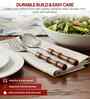 Brown Wooden Handle Stainless Steel Serving Spoons Set Of 2