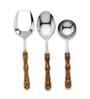 Brown Wooden Handle Stainless Steel Serving Spoons Set Of 3