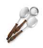 Brown Wooden Handle Stainless Steel Serving Spoons Set Of 3
