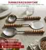 Brown Wooden Handle Stainless Steel Serving Spoons Set Of 3