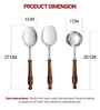 Brown Wooden Handle Stainless Steel Serving Spoons Set Of 3