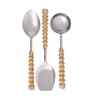 Brown Wooden Handle Stainless Steel Serving Spoons Set Of 3
