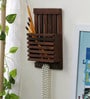 Brown Wooden Letter Rack Cum Key Holder