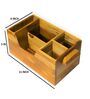 Modern Brown Teak Wood Cutlery Holder
