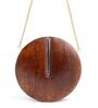 Brown Wooden Round Hanging Planter With Glass Tube & Sling Chain