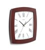 Brown Wooden Square Shape Clock with Bold Roman Figures Dial