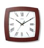 Brown Wooden Square Shape Clock with Bold Roman Figures Dial