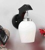 Brown Wooden Wall Lamp with Frosted Glass Shade