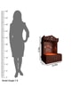 Brown Wooden Wall Mounted Temple with Om-Swastik Carving Pooja Mandir for Home