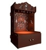 Brown Wooden Wall Mounted Temple with Om-Swastik Carving Pooja Mandir for Home
