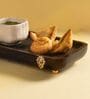 Brown Wooden With Metal Stand Snack Tray