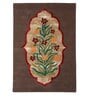 Buy Brown Floral Wool and Art Silk 4 ft x 6 ft Hand Tufted Carpet