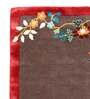 Buy Brown Floral Wool and Art Silk 4 ft x 6 ft Hand Tufted Carpet