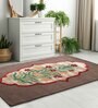 Buy Brown Floral Wool and Art Silk 4 ft x 6 ft Hand Tufted Carpet