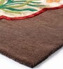 Buy Brown Floral Wool and Art Silk 4 ft x 6 ft Hand Tufted Carpet