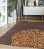 Buy Brown Persian Wool and Art Silk 4 ft x 6 ft Hand Tufted Carpet