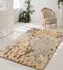 Buy Brown Wool and Viscose Abstract 5 x 7 Feet Hand Tufted Carpet