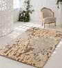Buy Brown Wool and Viscose Abstract 4 x 6 Feet Hand Tufted Carpet