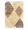 Buy Brown Wool and Viscose Geometrical 5 x 7 Feet Hand Tufted Carpet