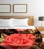Brown Floral Wool 600 GSM Double Bed Blanket