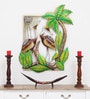 Brown Metal Led Coconut Tree Frame With Heron Wall Art