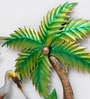 Brown Metal Led Coconut Tree Frame With Heron Wall Art