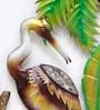 Brown Metal Led Coconut Tree Frame With Heron Wall Art