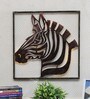 Wrought Iron Zebra Frame In Brown With Led Wall Art