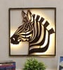 Wrought Iron Zebra Frame In Brown With Led Wall Art