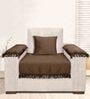 Brown Zig-Zag Velvet 1 Seater Sofa Cover (Pack of 4)