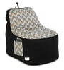 Brown Zigzag Print Lounger XXXL Bean Bag With Beans in Multi Colour