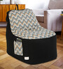 Brown Zigzag Print Lounger XXXL Bean Bag With Beans in Multi Colour
