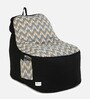 Brown Zigzag Print Lounger XXXL Bean Bag With Beans in Multi Colour