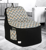 Brown Zigzag Print Lounger XXXL Bean Bag With Beans in Multi Colour