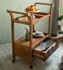 Bruno Solid Wood Bar Trolley in Brown Colour