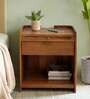 Bruno Solid Wood Night Stand With Drawer In Brown Colour