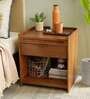 Bruno Solid Wood Night Stand With Drawer In Brown Colour