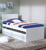 Bruno Single Bed with Pull Out & Storage in White Finish