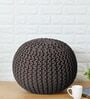 Brylane Knitted Pouffe in Brown Colour