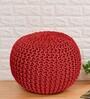 Brylane Knitted Pouffe in Red Colour
