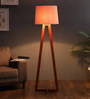 Bryony Beige Fabric Shade Floor Lamp With Brown Base -