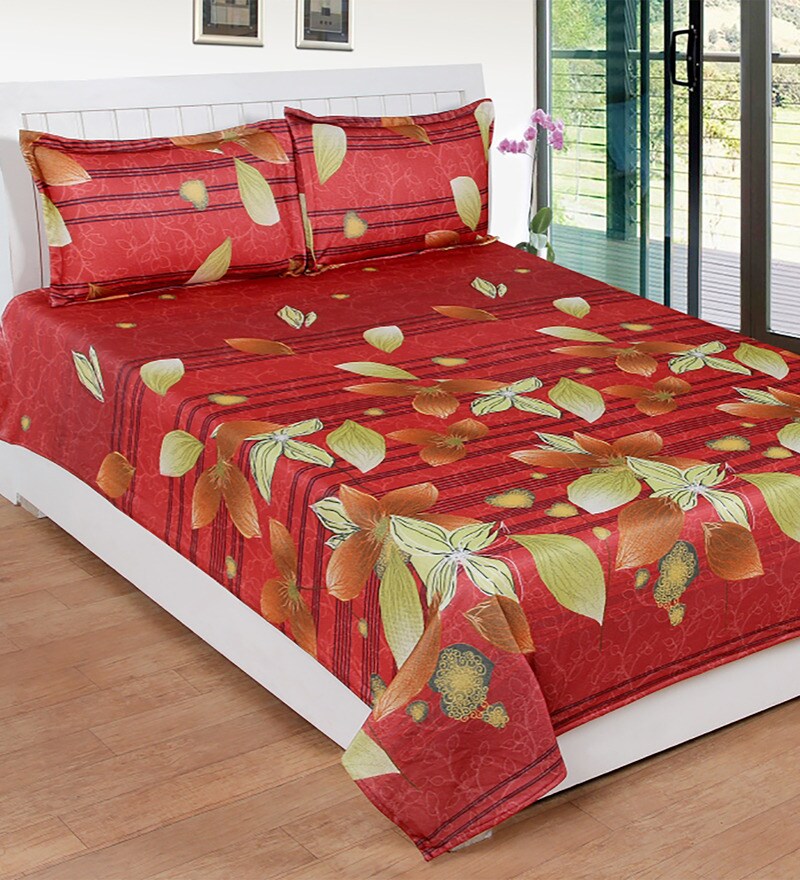 Floral 100 x 90 Inch Double Bed Sheet 